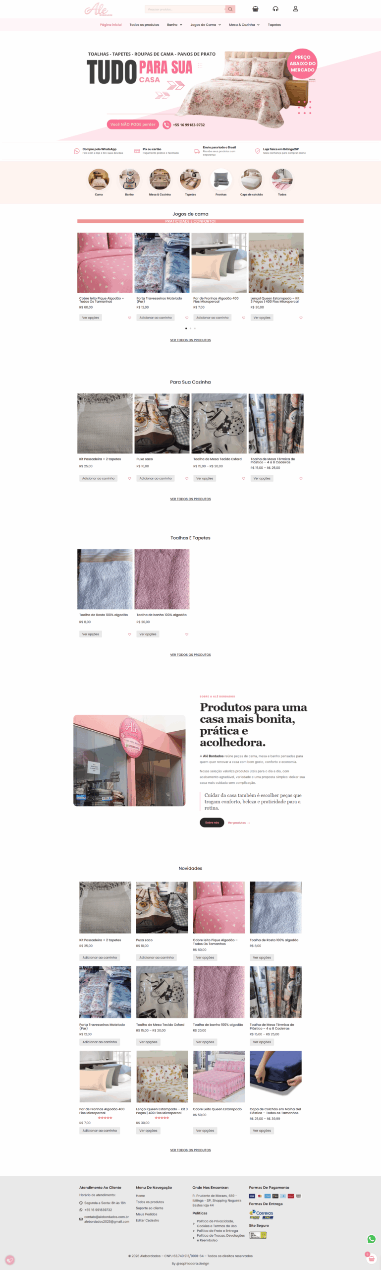 Projeto de loja virtual desenvolvido para Alê Bordados
