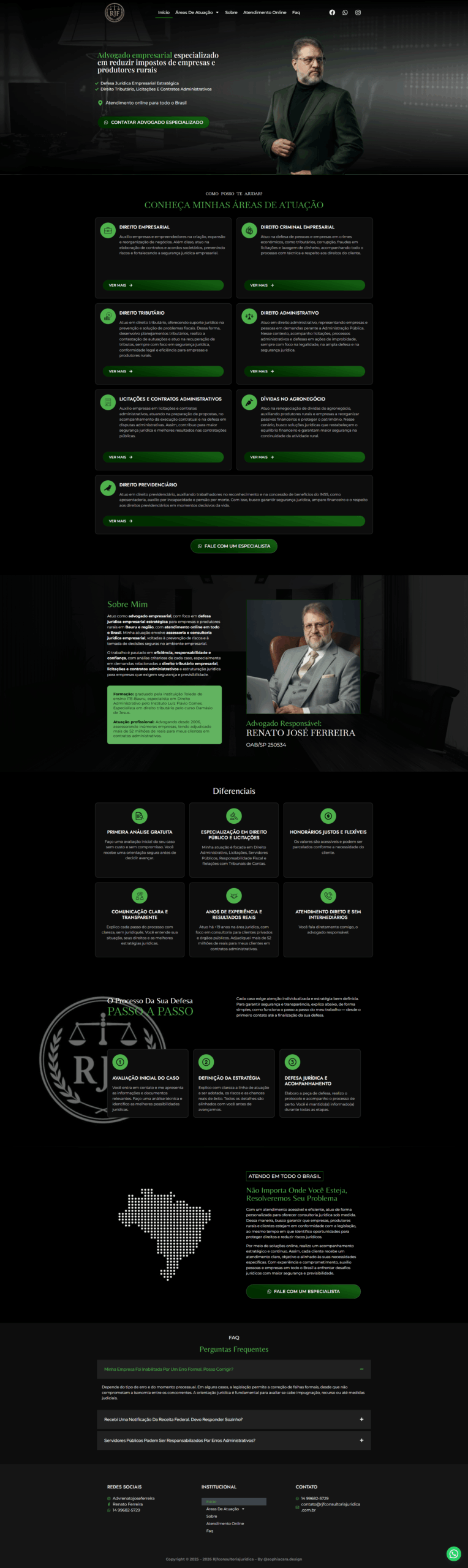 Projeto de site jurídico desenvolvido para RJF Consultoria Jurídica