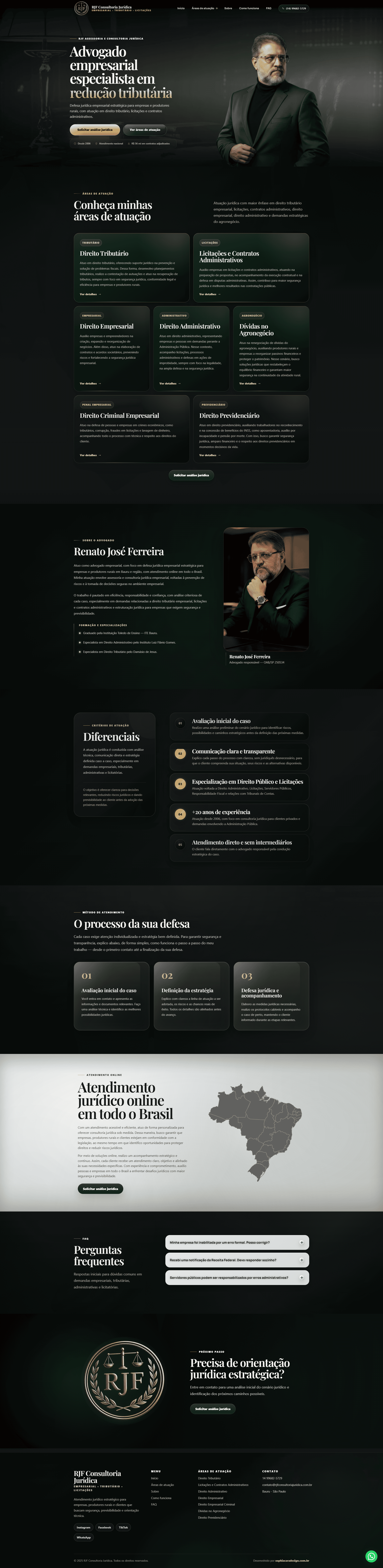 Projeto de site jurídico desenvolvido para RJF Consultoria Jurídica